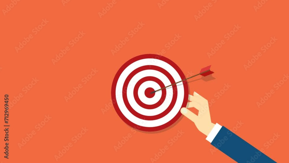 Hand holding a target, showing a goal. Red arrow hits the center. Business challenge failure and success concept. Hand holding a target, showing a goal. Red arrow hits the center. Business challenge failure and success concept.