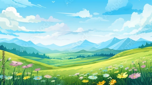 spring landscape digital illustration