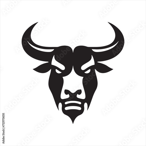 Harmonic Horns: Bull Face Silhouette Set Harmonizing the Grandeur and Melody of Bull's Horns - Bull Face Illustration - Ox Vector
