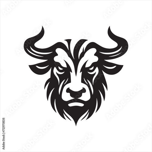 Mythical Majesty: Bull Face Silhouette Series Evoking the Mythical and Majestic Nature of Bulls - Bull Face Illustration - Ox Vector  © Vista