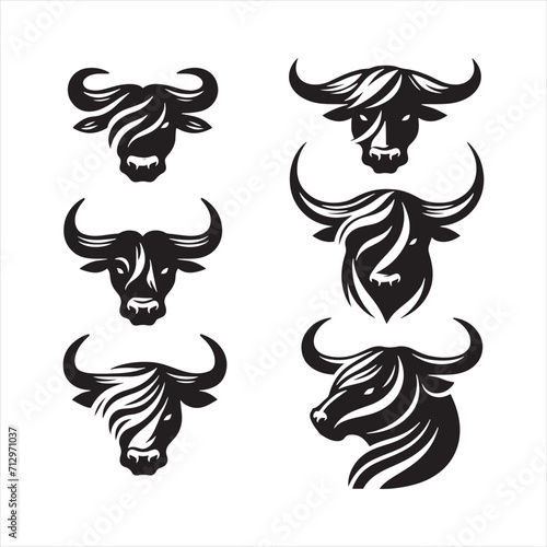 Prowess Unleashed: Ox Silhouette Capturing the Potent Energy and Prowess of Bull Face Silhouette - Ox Silhouette - Bull Vector
