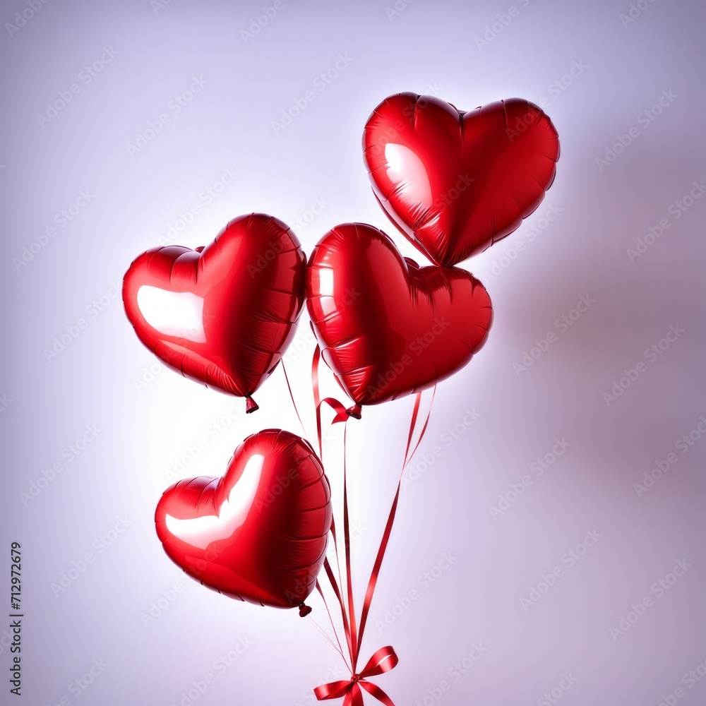 Red color Heart shaped balloons isolated on white background Red color Heart shaped balloons isolated on white background