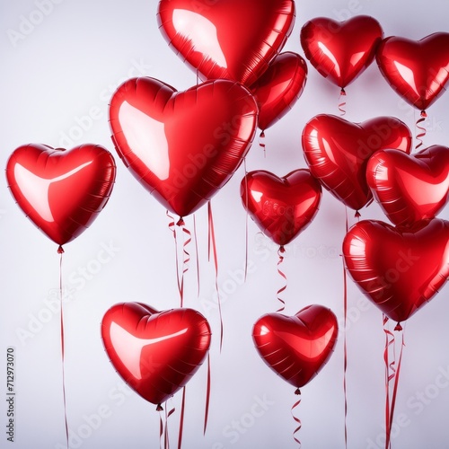 Red color Heart shaped balloons isolated on white background