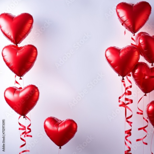 Red color Heart shaped balloons isolated on white background