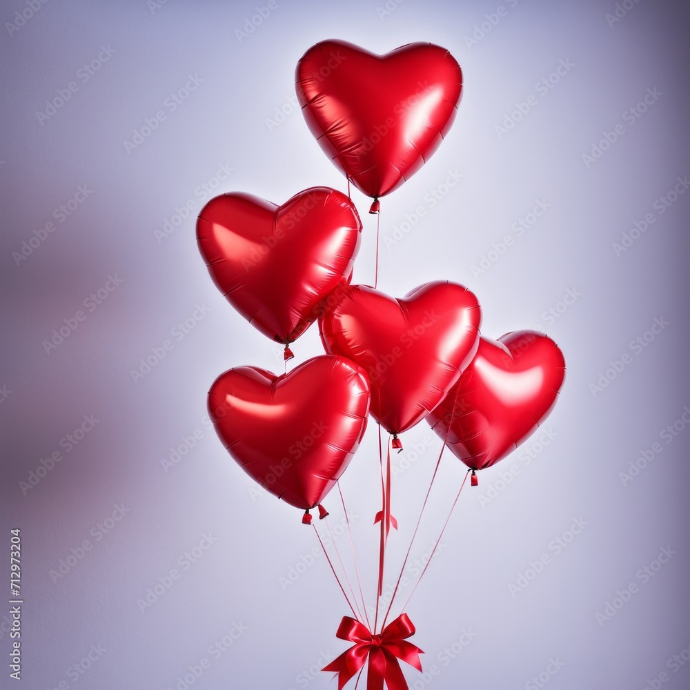 Red color Heart shaped balloons isolated on white background