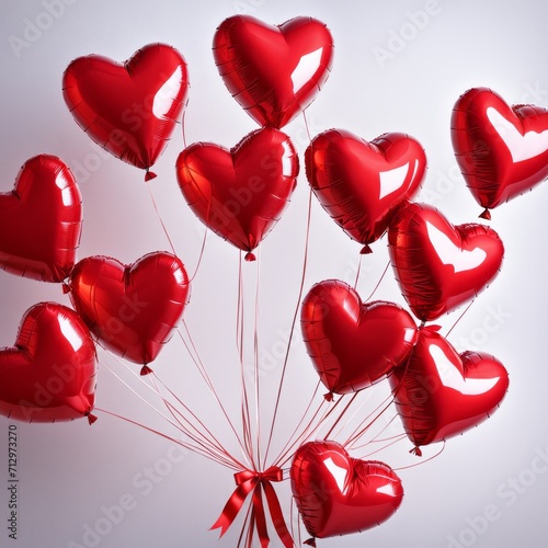 Red color Heart shaped balloons isolated on white background