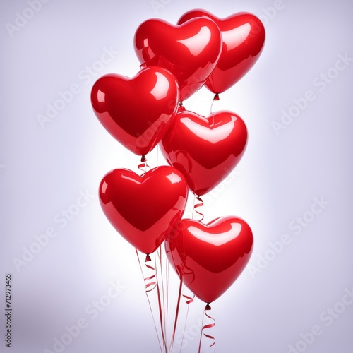Red color Heart shaped balloons isolated on white background