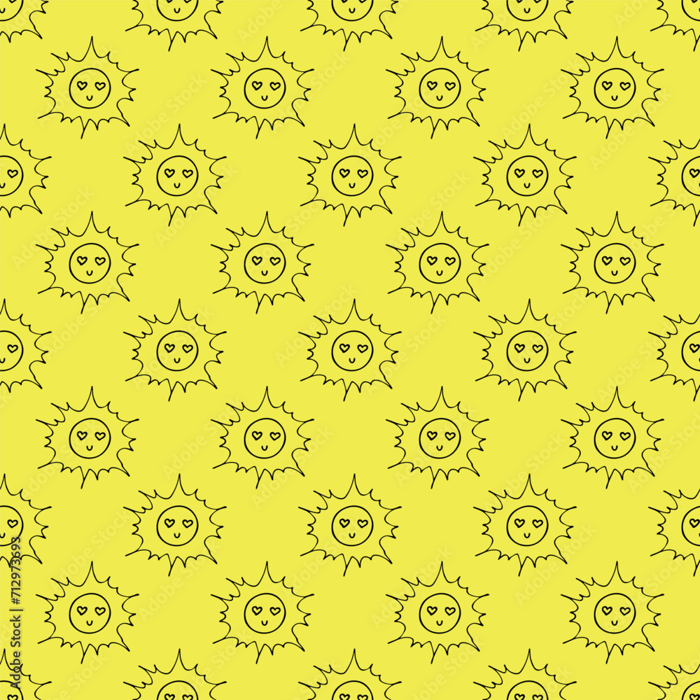 Seamless pattern with sun doodle for decorative print, wrapping paper, greeting cards, wallpaper and fabric Seamless pattern with sun doodle for decorative print, wrapping paper, greeting cards, wallpaper and fabric
