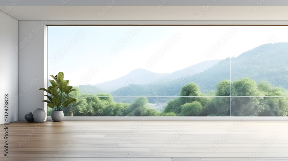 Fototapeta premium Empty roomClean japanese minimalist room interiorview