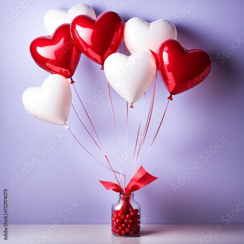 Red color Heart shaped balloons isolated on white background