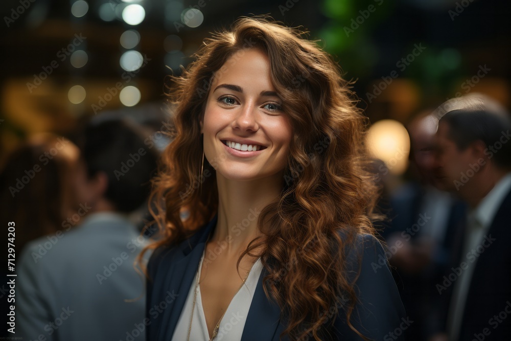 Obraz premium Businesswoman in a conference room, leading a presentation with confidence and expertise, Generative AI