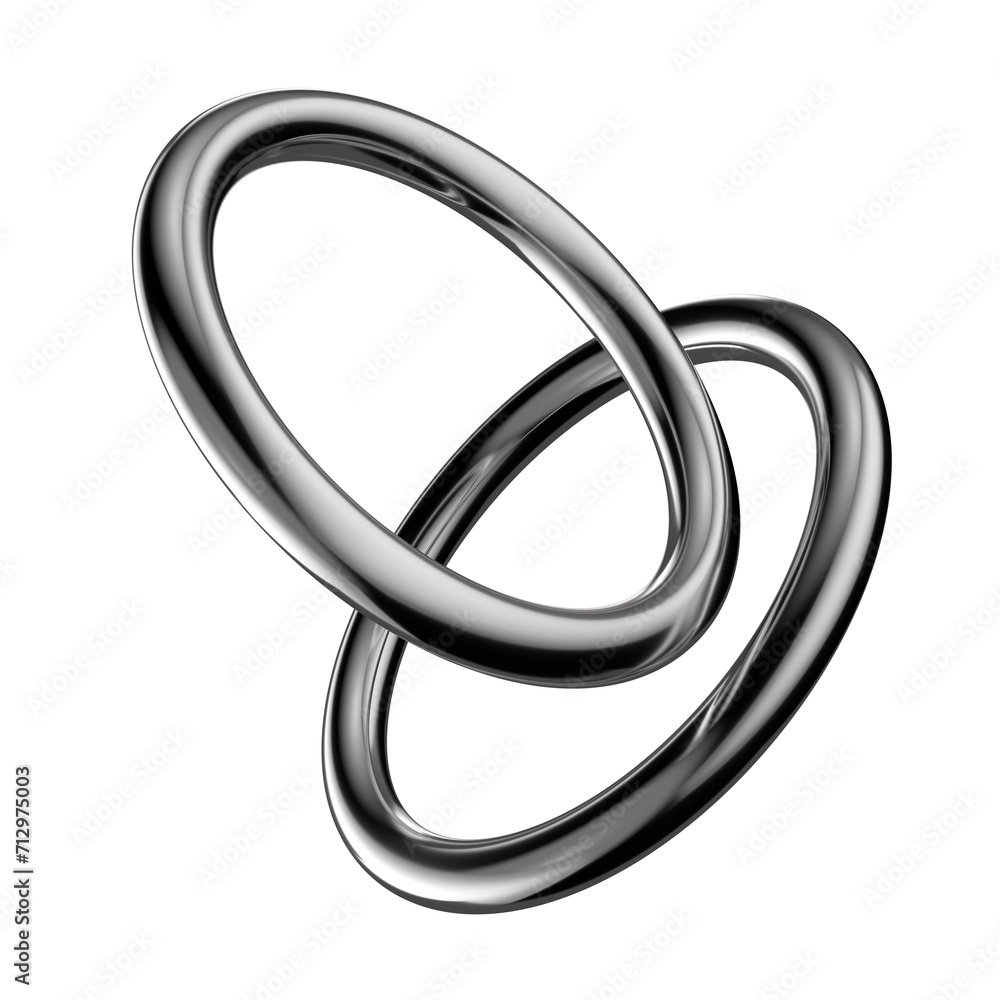 Futuristic chrome metal rings 3D object isolated. Metallic rings design element. Trendy silver metal abstract composition Futuristic chrome metal rings 3D object isolated. Metallic rings design element. Trendy silver metal abstract composition