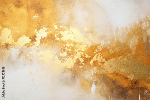 Japanese style luxury gold and white background material, Generative AI © kore kei