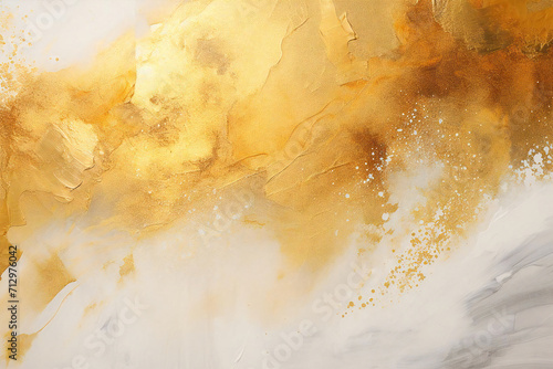 Japanese style luxury gold and white background material, Generative AI