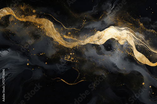 Cool and cool background material with gold and black Japanese pattern, Generative AI © kore kei