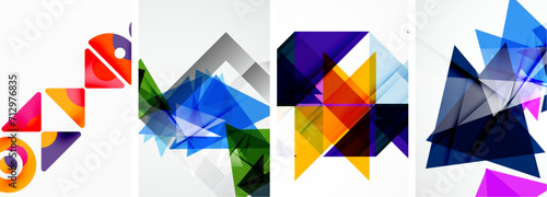 Set of colorful triangle poster cover template backgrounds. Vector illustration For Wallpaper, Banner, Background, Card, Book Illustration, landing page