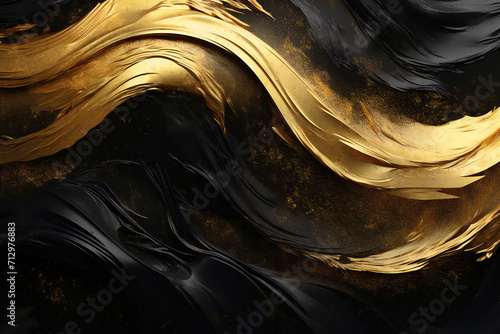 Cool and cool background material with gold and black Japanese pattern, Generative AI