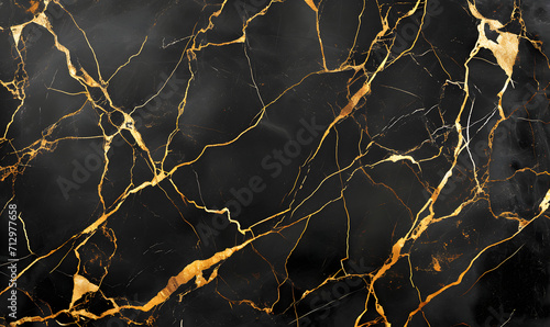 black marble with gold veins, Generative AI photo