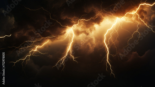 Flash of lightning on dark background