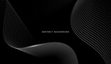 Black abstract background with white curves