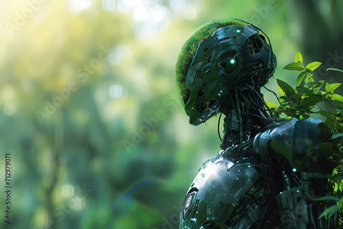 An illustration of a humanoid biobot with a skin-like surface that photosynthesizes sunlight. © Oleksandr
