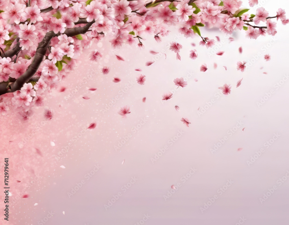 Sakura flower falling with copyspace 