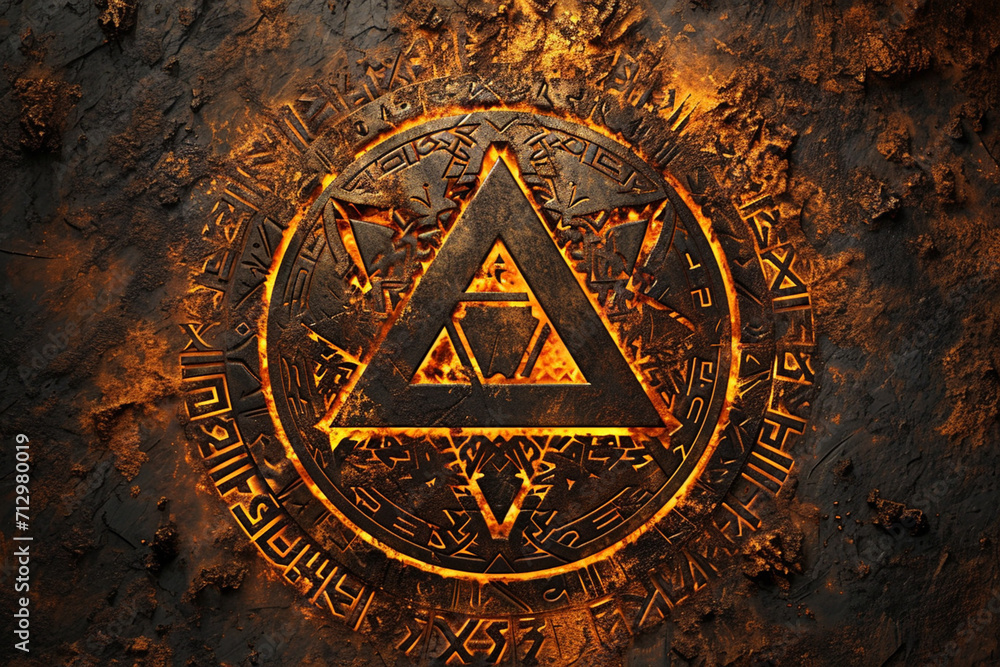 A depiction of the Norse Valknut, intertwined with Scandinavian runes ...