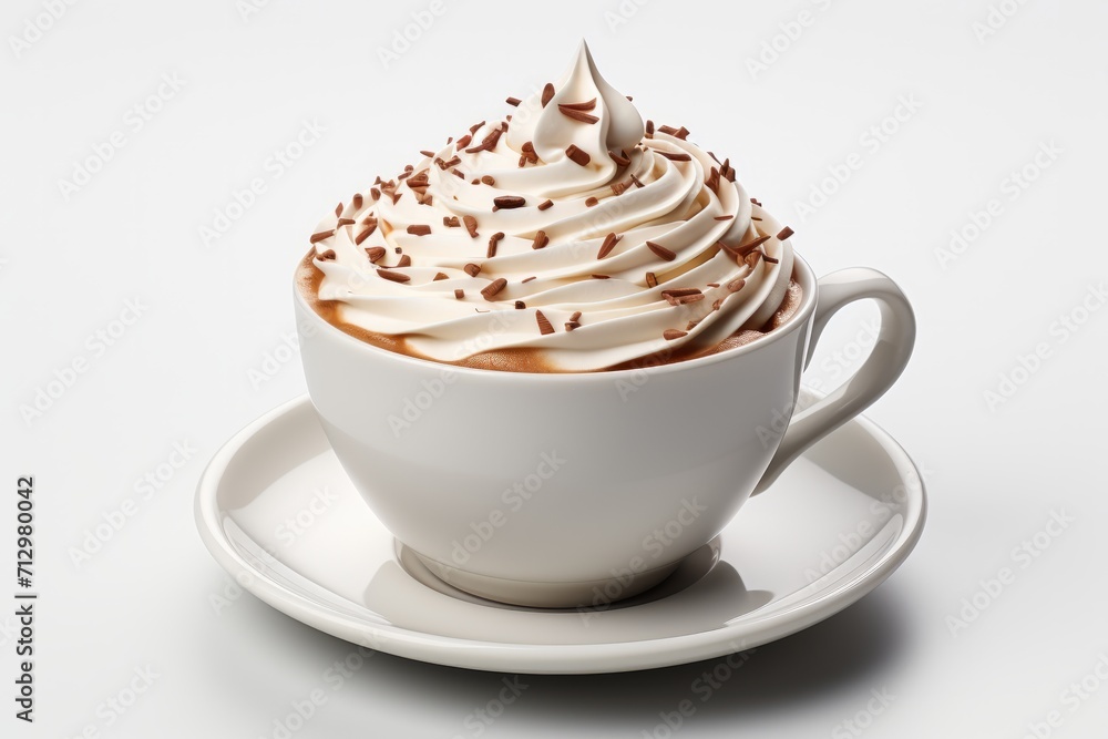 Classic Coffee Cup with Whipped Cream, on an isolated Creamy White background, Generative AI Classic Coffee Cup with Whipped Cream, on an isolated Creamy White background, Generative AI