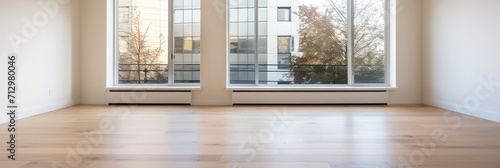 Empty living room with hardwood floor in modern apartment