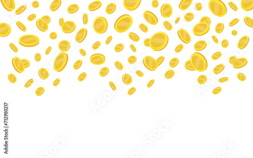 Coins. Falling coins, falling money, flying gold coins, golden rain.