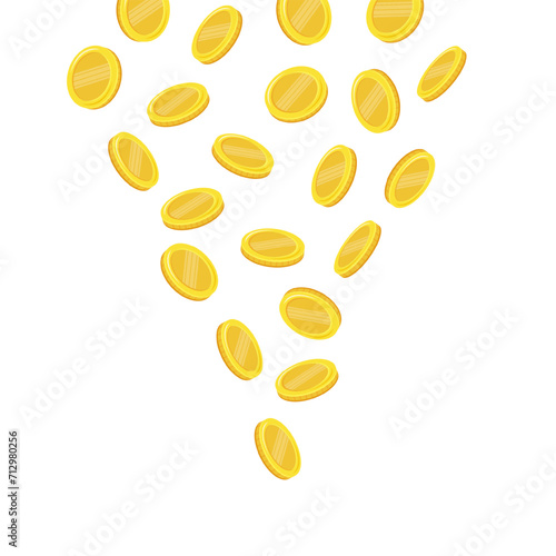 Coins. Falling coins, falling money, flying gold coins, golden rain.