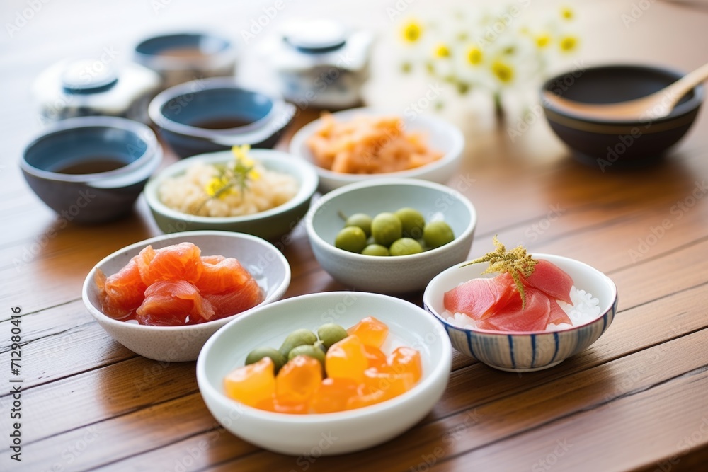 assortment of umeboshi varieties in small dishes