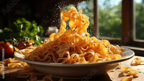 Pasta in a plate on the table