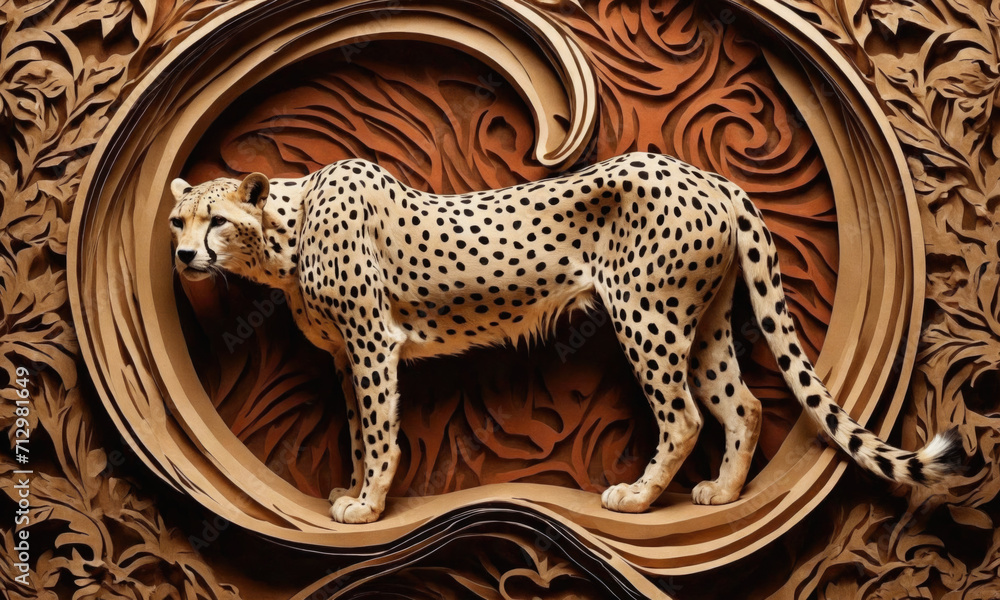 Obraz premium Fantasy Illustration of a wild animal cheetah. Digital art style wallpaper background.