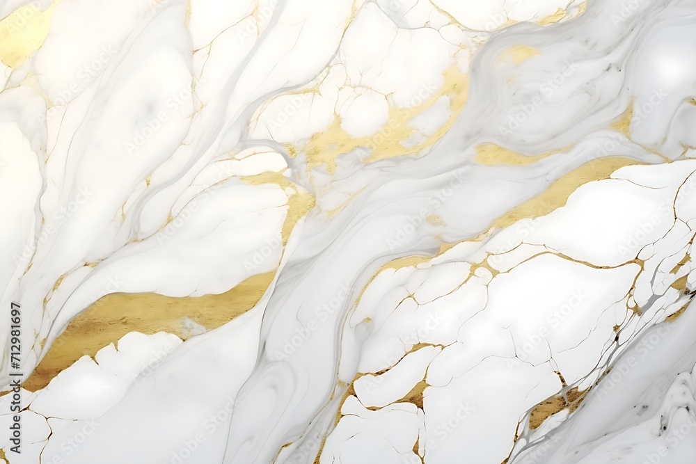 Marble Art, White Gold Effect, Swirl, Blend of Gold and White, Wallpaper Background, AI generated