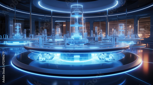 Futuristic scientific laboratory or empty white room. Technology background and science concept.