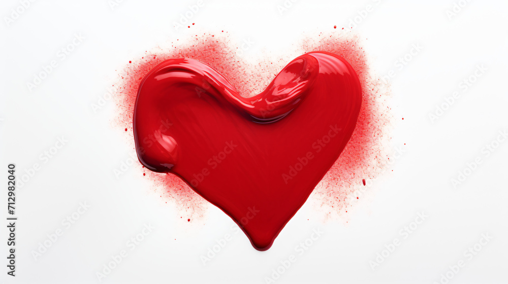 Red lipstick smear in shape of heart