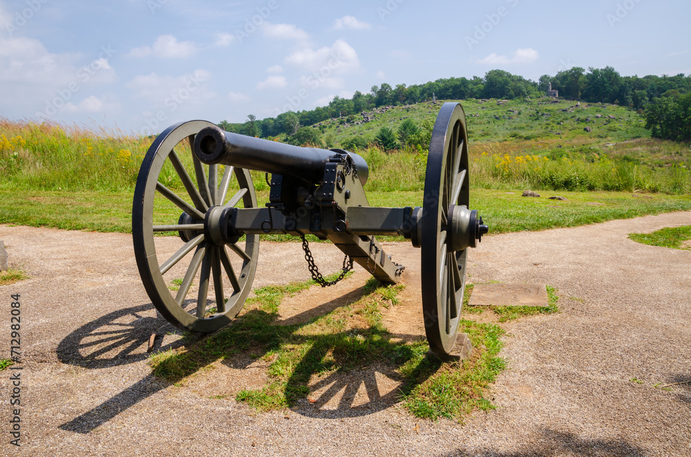 Cannon at the Gettysburg National Military Park, American Civil War Battlefield, in Gettysburg, Pennsylvania