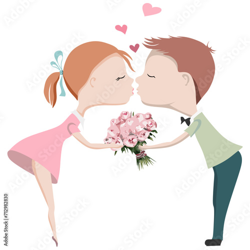 Couple Romantically in Love Engaged In A Kiss