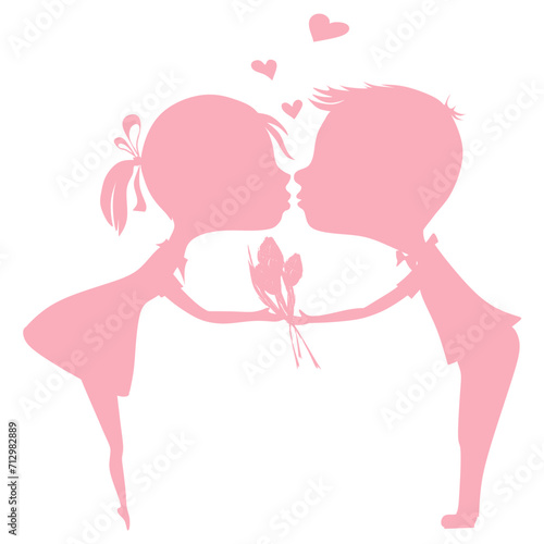 Couple Romantically in Love Engaged In A Kiss