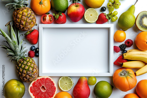 fruit and vegetable border with white frame in center