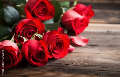 Valentines day roses bouquet. Romantic love celebration blossom red flowers. Generate ai