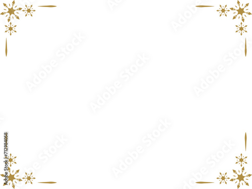 雪の結晶コーナーフレーム/ゴールド/イラスト/素材