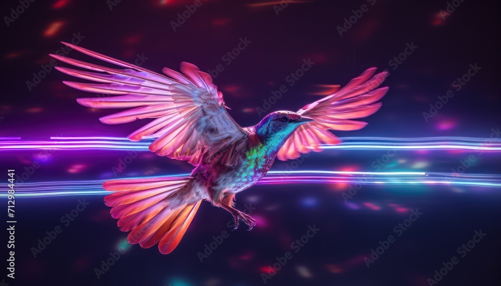 Fototapeta premium neon light bird background
