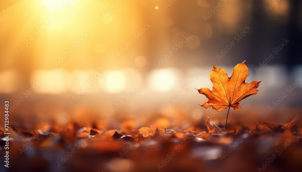 autumn leaves in the forest background
