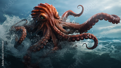 The giant octopus expels photo