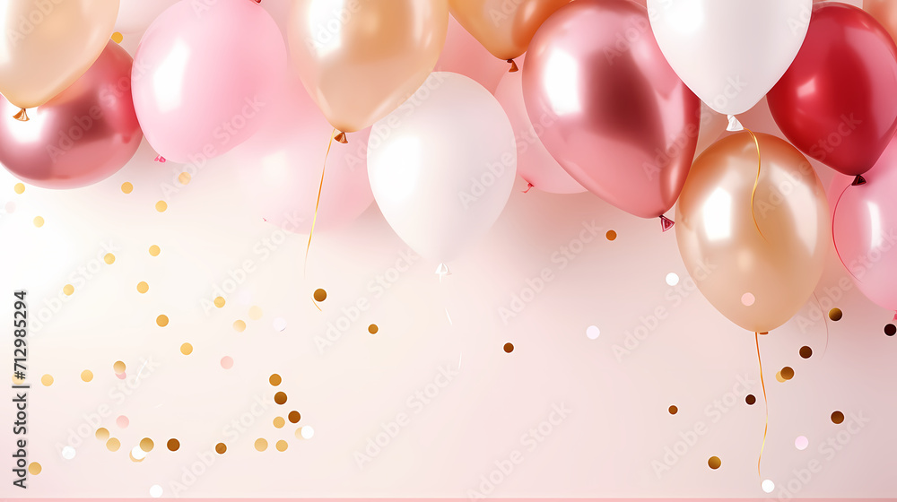 Children's birthday background with many balloons in pastel tones Children's birthday background with many balloons in pastel tones