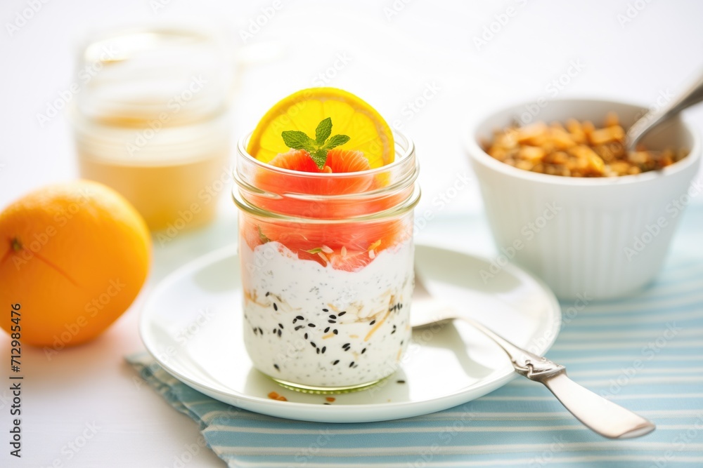 brightly lit greek yogurt parfait with citrus segments and poppy seeds brightly lit greek yogurt parfait with citrus segments and poppy seeds