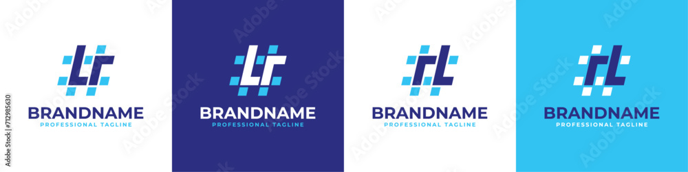 Letter LR and RL Hashtag Logo set, suitable for any business with RL or LR initials.