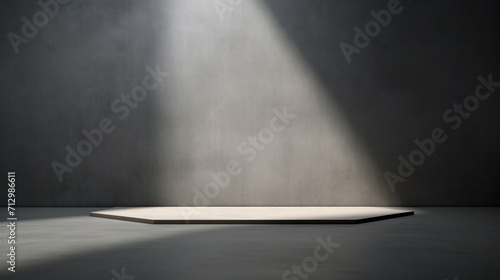 abstract. minimalistic background for product presentation. walls in  large empty room greyish white. can full of sunlight. Loft wall or minimalist wall. Shadow  light from windows to plaster wall.